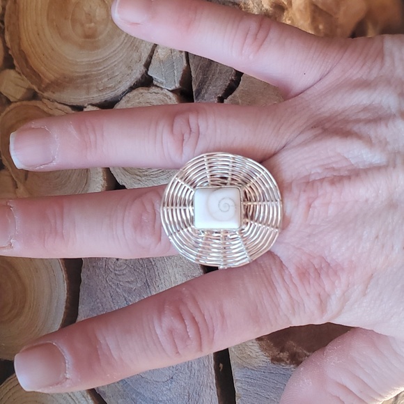 New Shiva Eye 925 Silver Wire Wrapped Spiderweb Ring. - Picture 8 of 9